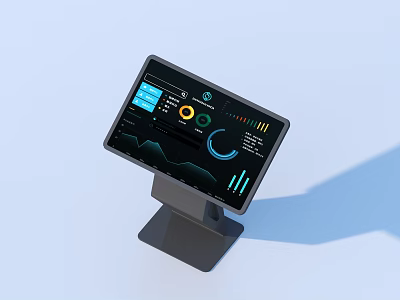 Smart Display Screen With Real Time Data Charts And Analytics Dashboard 3d model