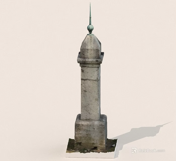 Ancient Stone Spire Tower Featuring Solid Base And Ornate Top Structure 3d model 