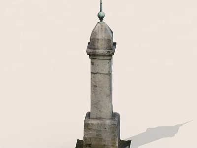Ancient Stone Spire Tower Featuring Solid Base And Ornate Top Structure 3d model