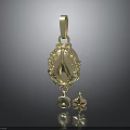 Ornate Gold Pendant With Intricate Floral Pattern Star Charm And Gemstone