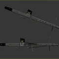 Two Silver Machine Guns With Tripods Standing On Dark Background 3d model