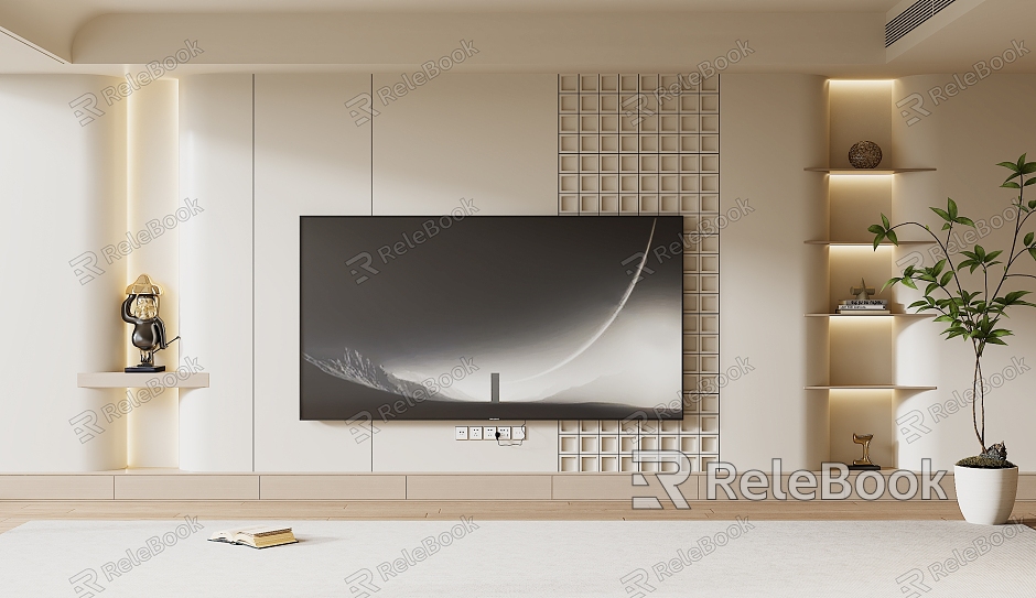 Modern TV Background Wall Cream Style TV Background Wall TV Cabinet TV model