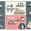Pegboard Wall Decor with Various Colors Small Items for Cute Home Wall Decoration 3d model
