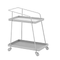 Black Two Tier Metal Trolley With Open Shelves And Caster Wheels