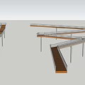 Modern Curved Wooden Road Facilities With Support Structures And Pathway Design 3d model