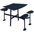 Dark Blue Square Dining Table With Three Matching Stools Modern Design 3d model