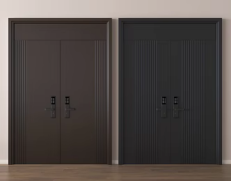 Modern security door double door entry door smart lock 3d model