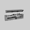 Professional Kitchen With Stainless Steel Cabinets Hanging Utensils And Cooking Knives