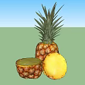 Fresh Ripe Pineapple Whole and Sliced with Juicy Yellow Flesh