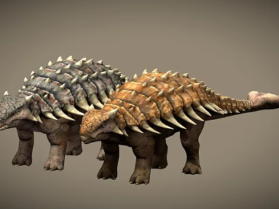 Two Armored Dinosaurs With Spiked Backs In 3D Render Design 3d model