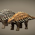 Two Armored Dinosaurs With Spiked Backs In 3D Render Design