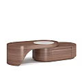 Modern Walnut Coffee Table With Oval Design And White Top Surface 3d model
