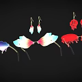 Unique Shaped Earrings With Lightning Petal And Dripping Designs In Colorful Rainbow Red