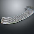 Ancient Curved Metal Artifact With Parallel Stripes And Blue Green Patina Surface