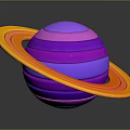 Colorful Striped Sphere With Purple Pink Layers And Orange Red Rings On Dark Background