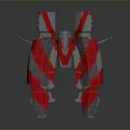 Red And Silver Sci Fi Spaceship Models With Geometric Design And Reflective Surfaces