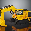 Yellow Heavy Duty Crawler Excavator With Large Bucket And Operator Cab 3d model