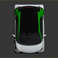 White And Green Compact Car With Black Roof Modern Design And Reflective Surface