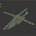 Unique Artistic Helicopter Model With Colorful Blades And Intricate Mechanical Details