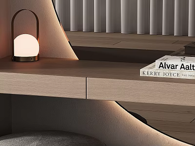 Modern Foyer Hallway Design With Wooden Shelf Lamp And Books 3d model