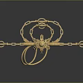 Medieval Sword with Golden Hilt and Silver Blade Ornate Design on Isolated Gray Background