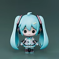 Chibi Style Game Anime Character With Blue Long Twintails And Headphones