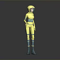 Futuristic Astronaut Character In Yellow Blue Suit With Helmet And Alien Creature In Space Setting