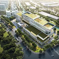 Modern Hotel Building With Green Roof And Glass Facade Surrounded By Trees