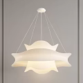 White Modern Chandelier with Layered Petal Design for Minimalist Interior Soft Illumination