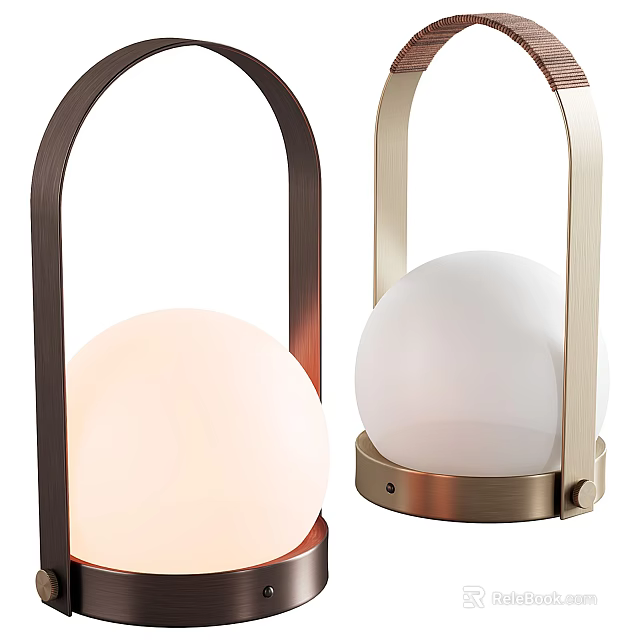Modern Table Lamps With Copper Gold Metal Frame And Spherical White Shade Design 3d model 