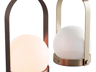 Modern Table Lamps With Copper Gold Metal Frame And Spherical White Shade Design 3d model