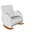 White Single Seater Fabric Rocking Chair With Wooden Rockers Modern Comfortable Design