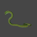 Mythical Green Horned Snake Character with Fanged Mouth and Scaled Body in Game and Movie
