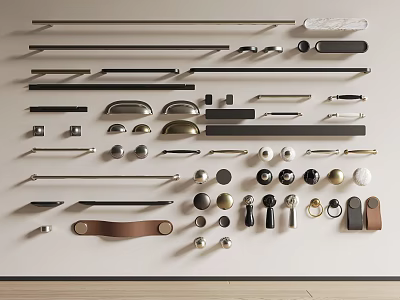 Modern Bar and Round Handles for Furniture with Metal Leather and Knob Designs 3d model