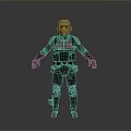 Modern Silver Black Armor In Standing Pose With Red Logo And Design