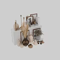 Modern Fashion Books Styled With Framed Artworks Gold Vases And Gray Ceramic Vase