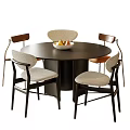 Modern Dining Table and Chair Combination Round Dining Table Dining Chair Single Chair 3d model