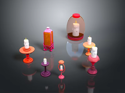 Decorative Household Candles Candle Holders with Various Colors Designs Glass Bell Jar for Home Decor 3d model