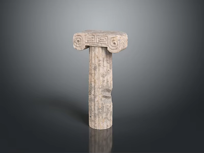 Classical Carved Stone Sculpture Column With Intricate Pattern And Textured Design 3d model