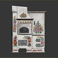 Ornate Traditional Residential Building Featuring White Exterior And Colorful Floral Decorations