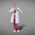 Female Doctor In White Lab Coat And Pink Scrubs Making Heart Gesture