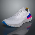 White Mesh Running Sneakers With Blue Pink Accents Yellow Detail And Cushioned Sole
