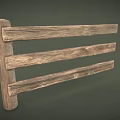 Rustic Wooden Fence Structure With Vertical Post And Horizontal Planks Natural Texture 3d model