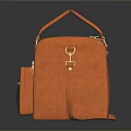 Brown Leather Travel Bag With Handles Zippers And Small Front Pocket