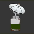 Satellite Dish Antenna Mounted On White And Green Base With Parabolic Reflector And Support Frame