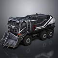 Black And Silver Heavy Construction Truck With Front Shovel And Red Accents