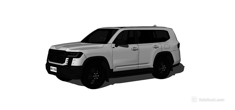 White Large SUV With Stylish Front Grille And Black Wheels Design 3d model