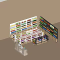 Supermarket Department Store Interior With Shelves Of Various Products And Neat Displays