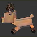 3D Pixelated Cartoon Reindeer Character With Red Nose Antlers And Orange Body