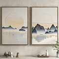 New Chinese Hanging Painting Landscape Painting Decorative Painting 3d model